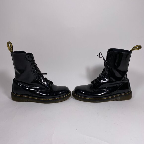 DR. MARTENS x MARC JACOBS Black Patent Leather Redux Grunge Boots - Picture 4 of 14